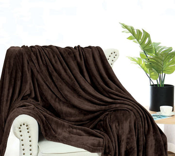 Supersoft 310 Gsm Ac Fleece Blanket-Brown (King Size))