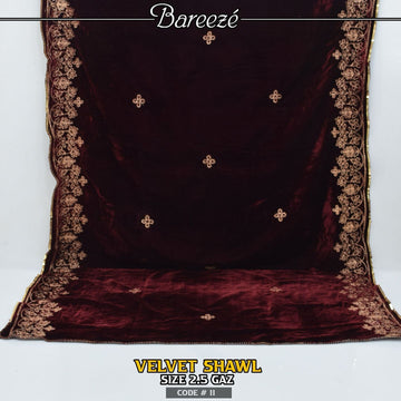 Embroidered Velvet Shwal-S-02