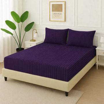 PURPLE STRIPE -Fitted Bedsheet Set
